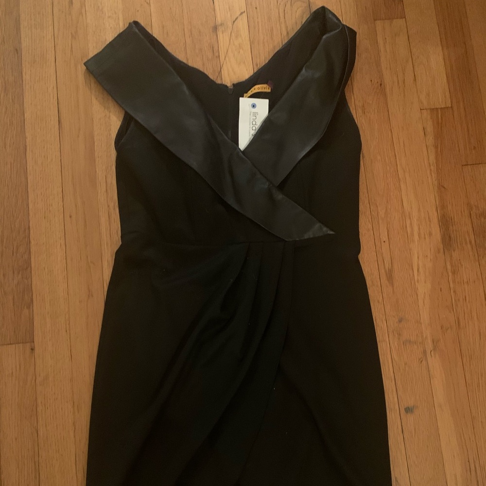 Black cow hide leather dress